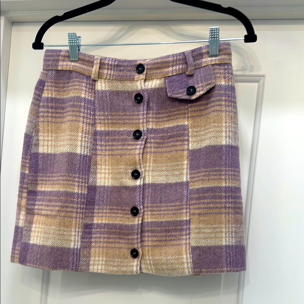 Molly green Plaid Purple and Cream Skirt